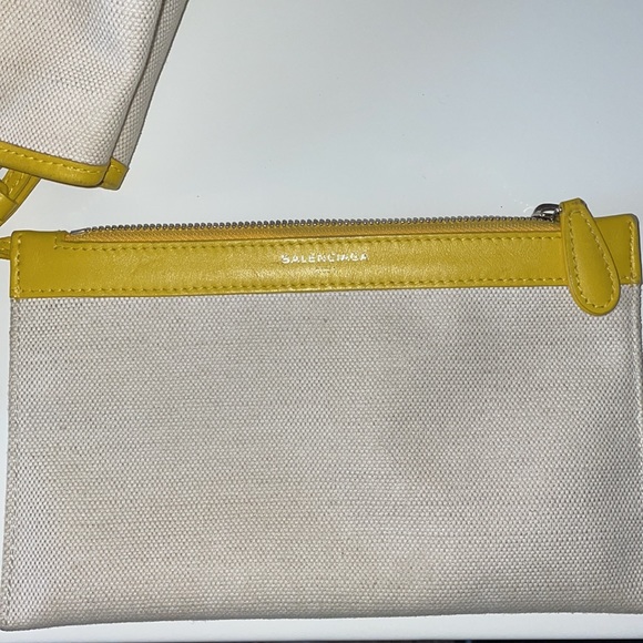 Authentic BALENCIAGA Caba S Hand Bag Canvas Leather White Yellow - Picture 13 of 16